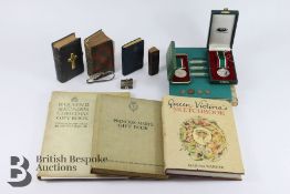 Miscellaneous Lot incl. Prayer Books, Woman's Voluntary Service Medals, Royal Family Books