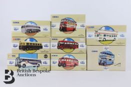 19 Corgi Classic Die Cast Model Buses, Boxed