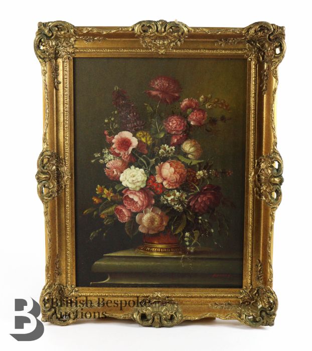 20th Century Floral Still Life Oil on Board