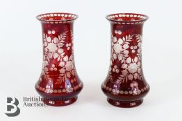 Pair of Cranberry Glass Vases