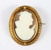 14ct (Tested) Shell Cameo Brooch