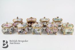 Nine Porcelain Hexagonal Music 'Heirloom' Boxes