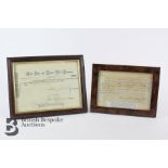 £100 Share Vellum Certificate 1843 and 1800 Income Tax Receipt