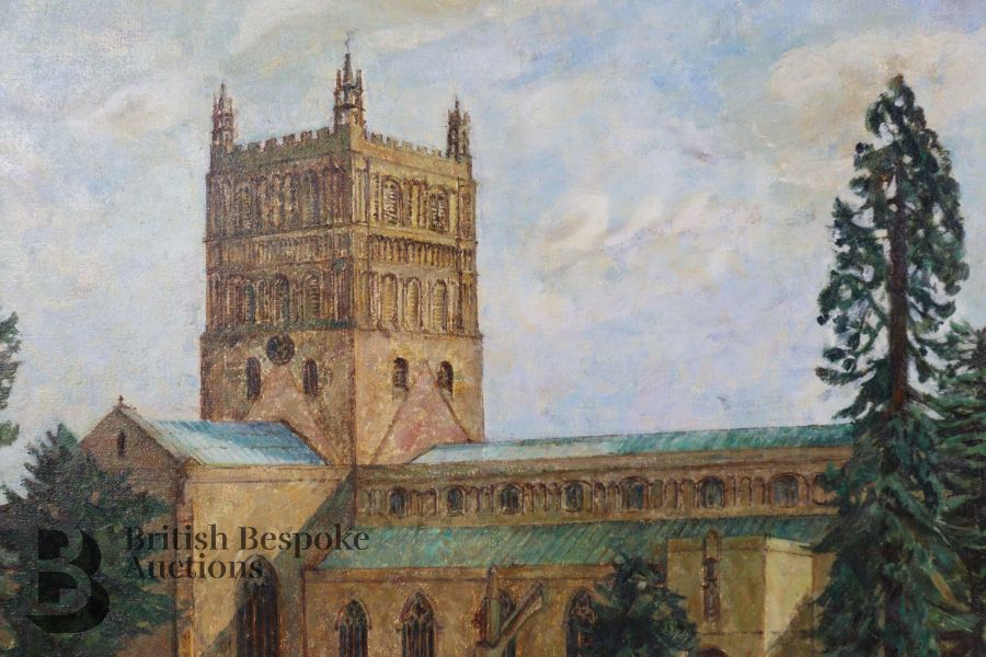 Mid-20th Century Oil on Canvas - Tewkesbury Abbey * - Image 2 of 3