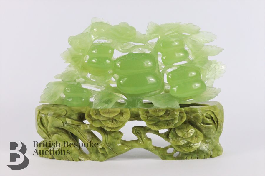 Chinese Bowenite Jade Carving of Flowering Gourd