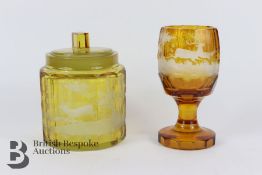 Bohemian Amber Glass Goblet