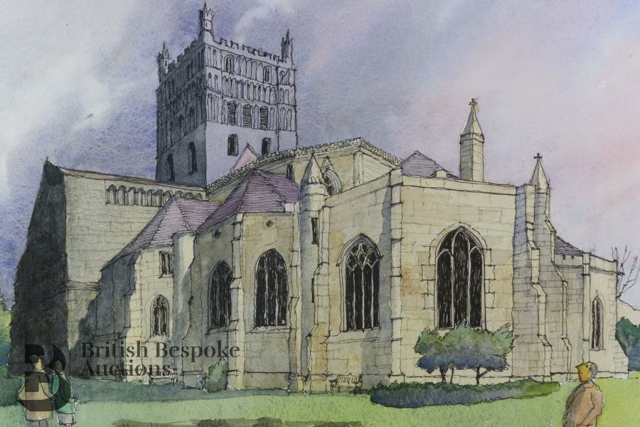 Tewkesbury Abbey - Martin Podd Watercolour * - Image 2 of 3