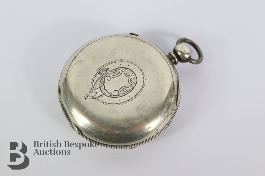 Silver Chronograph Pocket Watch - Image 2 of 6