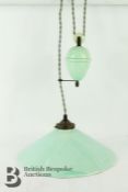 Late Victorian Green Ceramic Rise and Fall Lamp