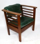 Edwardian Green Leather Metamorphic Chair