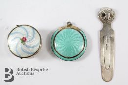 Two Silver and Enamel Pill Boxes