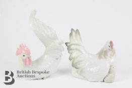 Two Lladro Chickens