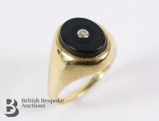 Gentleman's 9ct Onyx and Diamond Ring