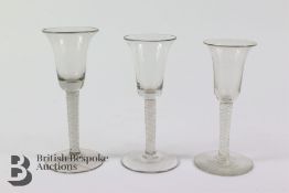 Three Antique Twisted Stem Glasses