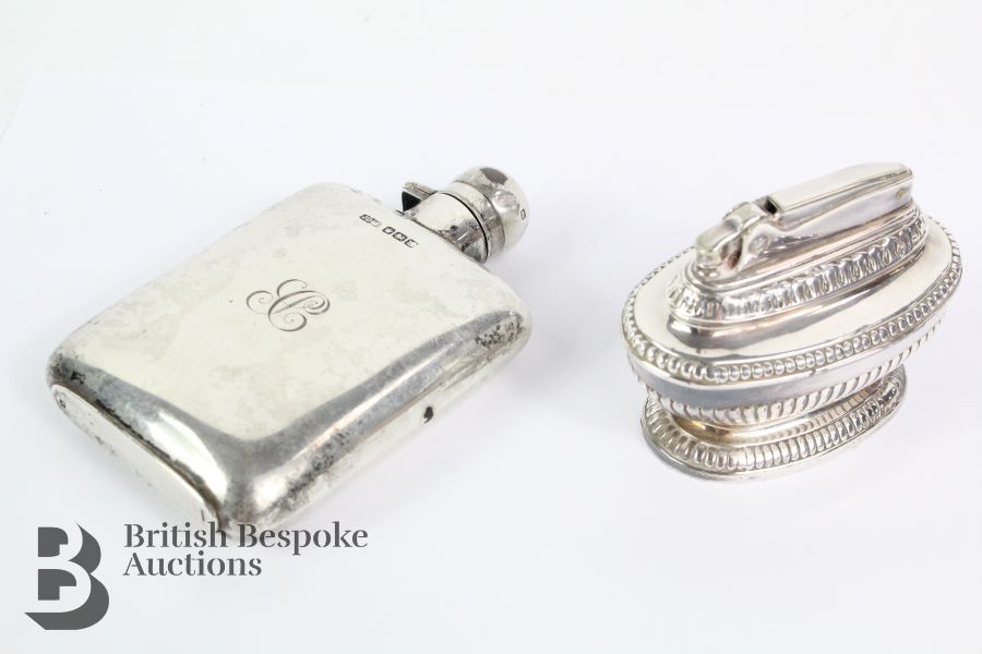 Silver Hip Flash and Ronson Lighter
