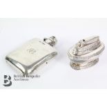 Silver Hip Flash and Ronson Lighter