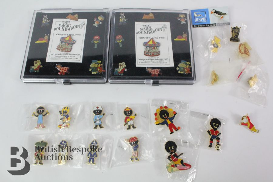 Collection of Vintage Pin Badges incl. Rupert, Golly Dolls, The Magic Roundabout