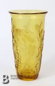 Early 1920's Pale Amber Pressed Glass Vase