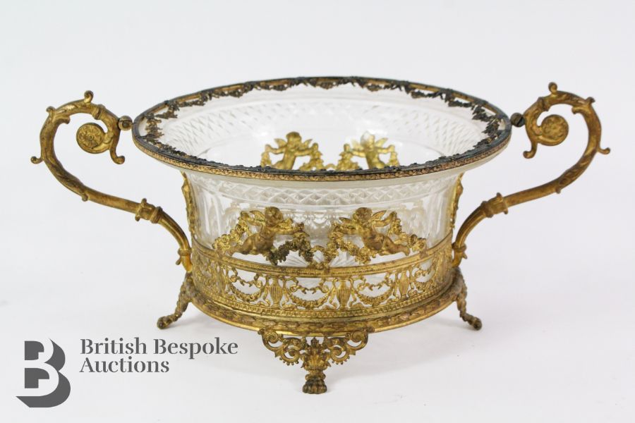 French Gilt Ormulu Cut-Glass Berry Bowl