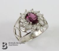 Silver Amethyst and Cubic Zircon Dress Ring