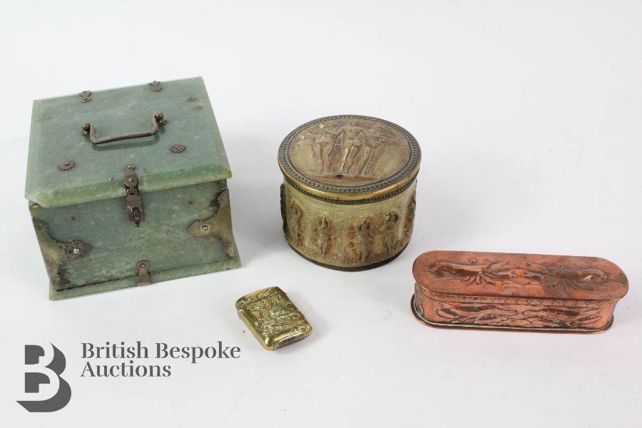 Chinese Jade Trinket Box and Various Items