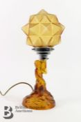 Art Deco Style Figural Glass Lamp and Globe