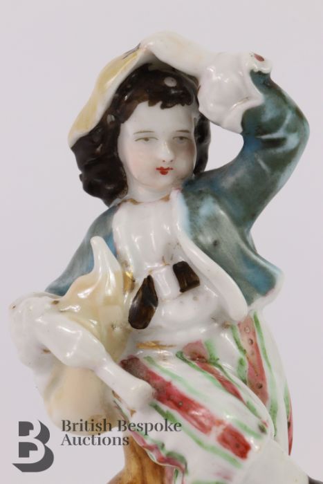 Engish 18th Century Porcelain 'Boy with Bagpipes' Figurine - Image 3 of 4