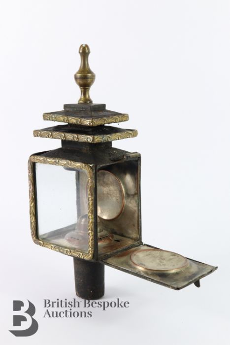 Antique Brass and Wrought Metal Coaching Lamp - Image 2 of 2