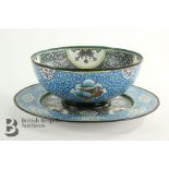 Persian Enamel Bowl and Saucer