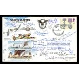 1990 Battle of Britain Gallantry single value FDC signed by 14 Battle of Britain participants,