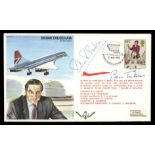 Brian Trubshaw: Autographed 1980 RAF Concorde cover. Address label, fine.