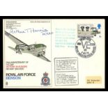 Arthur Harris: Autographed 1970 RAF 25th Anniversary of VE Day cover. Address label, fine.