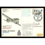 Odette Hallowes: Autographed 1970 RAF VE Day cover. Address label, fine.