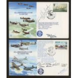 RAF 1985 VE Day covers (2) signed by Captain David McCampbell + Lt.N.G.Gordon & Col. P.S.Gabraski.