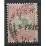 1915-27 10/- grey & pale aniline pink used, centred to left, fine.