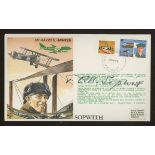 Tom Sopwith: Autographed on 1979 RAF Sopwith cover. Address label, fine.