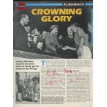 Stanley Matthews: Autographed on 1953 page showing him receiving his medal from the Queen after