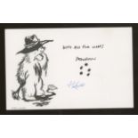 Paddington Bear 2002 Printed card signed by Michael Bond.