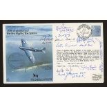 1986 RAF Spitfire cover signed by 11 Battle of Britain participants. Address label, fine