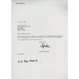 Spike Milligan: 1996 typewritten letter signed & habndwritten "P.S No More".