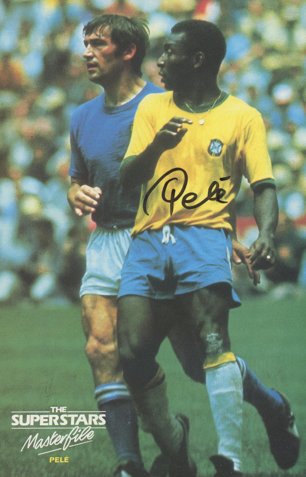 Pele: Autographed on The Superstars Masterfile 11" x 8" colour photo.