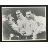 Walter Winterbottom, Stanley Matthews & Tommy Lawton: Autographed on 16 x 21 cm black & white photo.