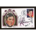 Rod Stewart: Autographed on 1995 Benham Elvis cover. Printed address, fine.