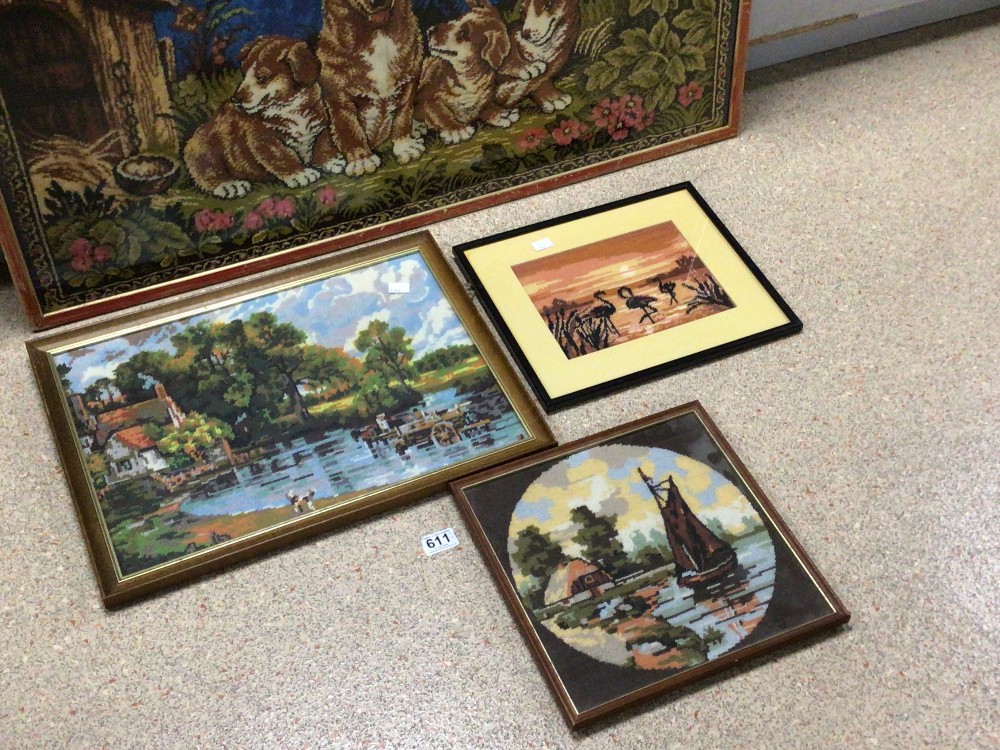 FOUR TAPESTRY PICTURES, THE LARGEST 102 X 54CM - Image 2 of 6