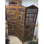 MORROCAN THREE FOLD WOODEN SCREEN, 184 X 168CM