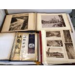 THREE MIXED ALBUMS OF BOOKMARKS, POSTCARDS, AND PHOTOGRAPHS. SOME EARLY VINTAGE.