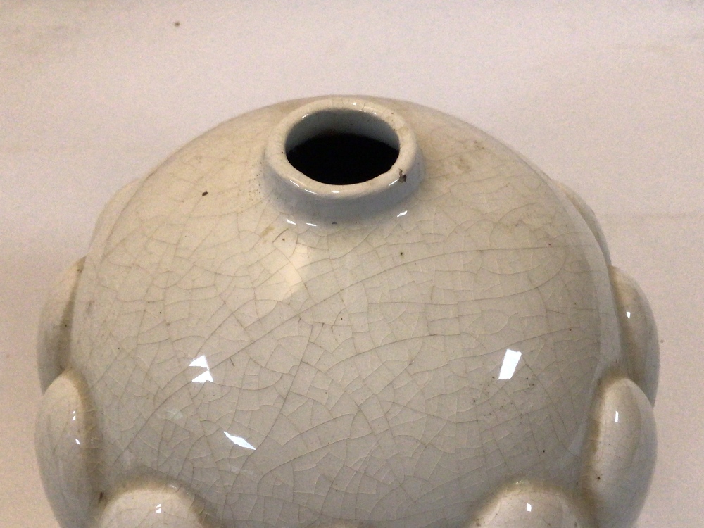 FRENCH ART DECO 1930S SAINT CLEMENT GEOMETRIC CRACKLE GLAZE CERAMICS VASE 14CM - Image 3 of 4