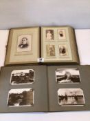 TWO VINTAGE ALBUMS OF PHOTOGRAPHS AND POSTCARDS.
