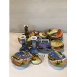 COLLECTION OF NORITAKE WARE PAINTED RIVER LANDSCAPES, INCLUDING PART DRESSING TABLE SET.