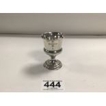 HALLMARKED SILVER PEDESTAL GOBLET BY MAPPIN AND WEBB, 6.5CM, 32 GRAMS